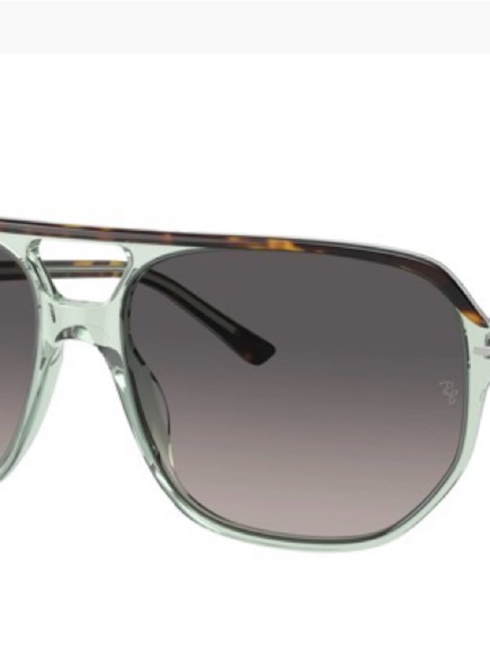 Ray-Ban Mint Transparent Frame Tortoiseshell Brow Grey Gradient Lens Sunglasses